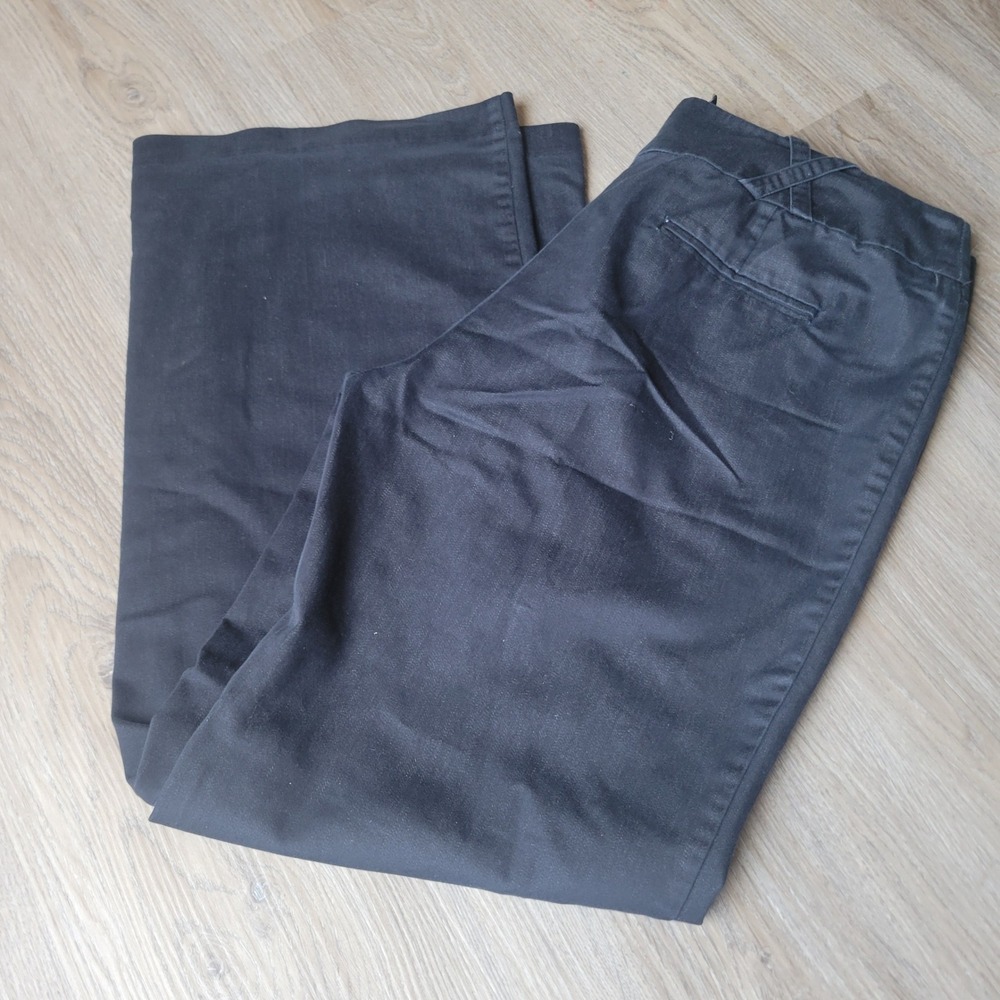 A.N. Studio Pants Women 10 Black Wide Leg Trouser Office Career Stretch 0423W84